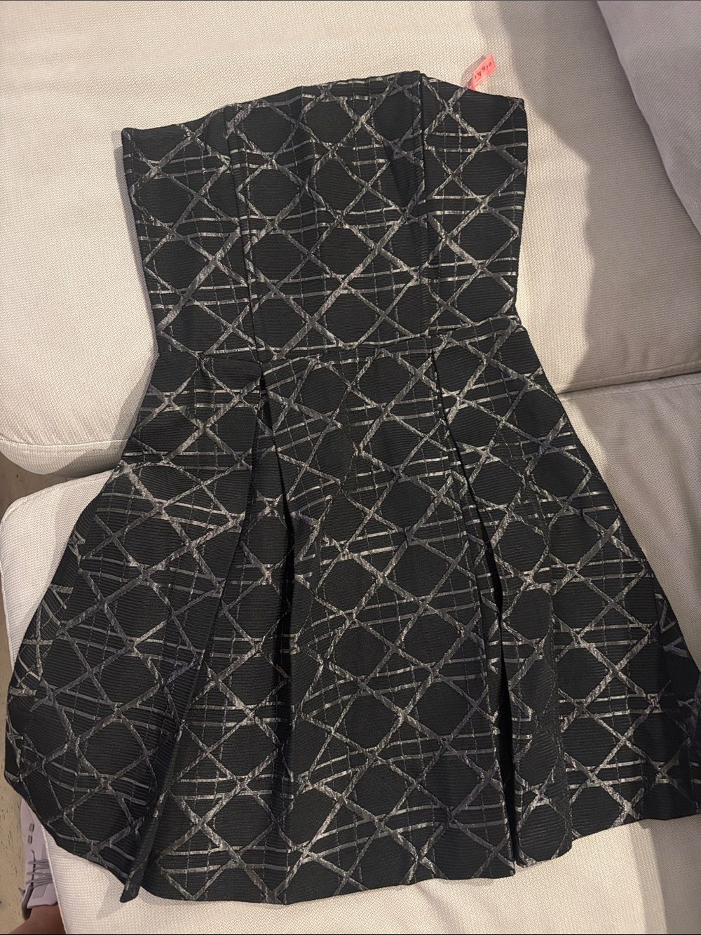 Eight Sixty Strapless Black Dress with Silver Geometric Detail